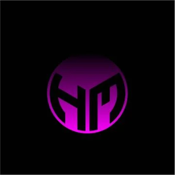 Initial letter H M Modern circle with elegant colored background frame Stock Illustration