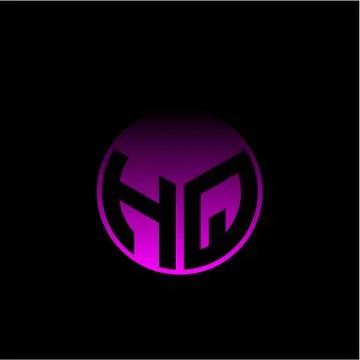 Initial letter H Q Modern circle with elegant colored background frame 스톡 일러스트