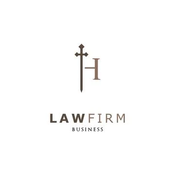 Initial Letter H Sword Law Firm Icon Logo Design Template Stock-Illustration