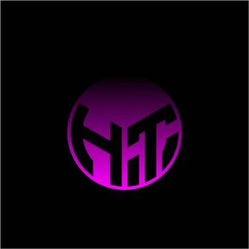 Initial letter H T Modern circle with elegant colored background frame 스톡 일러스트