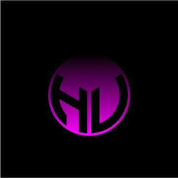 Initial letter H U Modern circle with elegant colored background frame Stockillustratie
