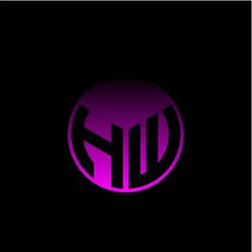 Initial letter H W Modern circle with elegant colored background frame Stock Illustration