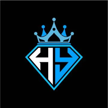 Initial letter H Y diamond shape with crown decoration Stock Illustration