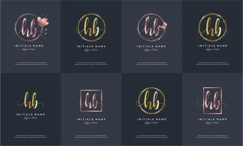 Initial letter HB H B handwriting logo set design template. Stock Illustration