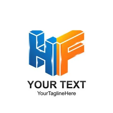 Initial letter HF logo template colored blue orange 3D design for business an Stock Illustration
