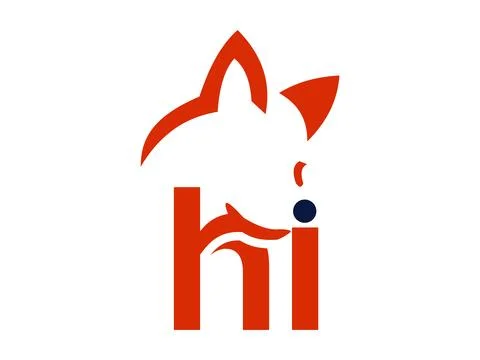 Initial Letter HI Fox Icon Design Stock Illustration
