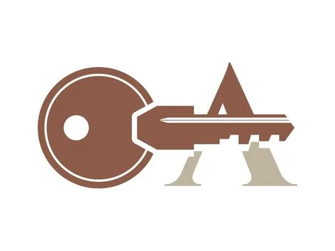 Initial Letter A House Key Icon, Modern Real Estate Logo Design Ilustración de archivo
