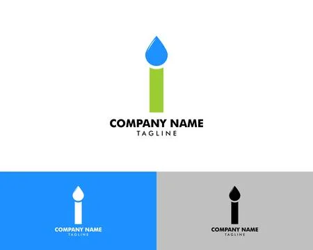 Initial Letter I Drop Water Logo Design Template Illustrazione stock
