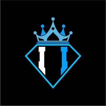 Initial letter I I diamond shape with crown decoration Stock Illustration