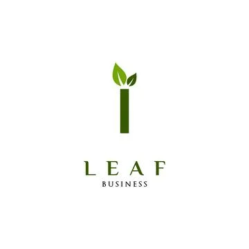 Initial Letter I Leaf Icon Logo Design Template Stock Illustration