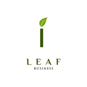 Initial Letter I Leaf Icon Logo Design Template Stock Illustration