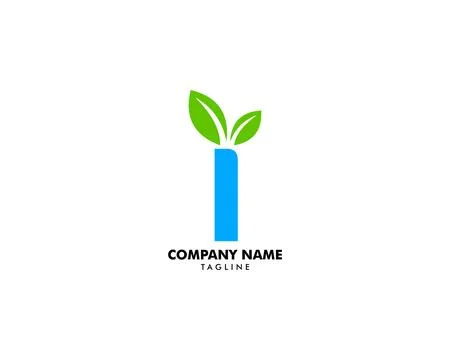 Initial Letter I With Leaf Logo Illustrazione stock