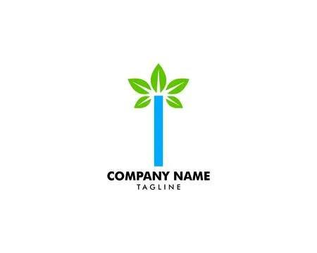 Initial Letter I With Leaf Logo Illustrazione stock
