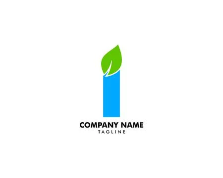 Initial Letter I With Leaf Logo Illustrazione stock