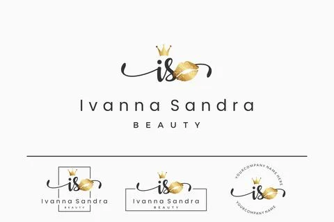 Initial letter IS I logo for lip, kiss, lipstick, makeup vector design collec Stock Illustration