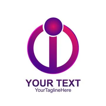 Initial letter i logo template colored purple circle design for business and  Stock Illustration
