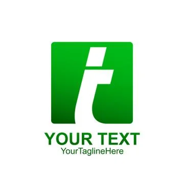 Initial letter i logo template colored green square design for business and c Stock Illustration