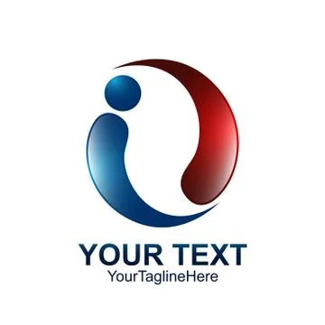 Initial letter i logo template colored red blue swoosh design for business an Stock Illustration