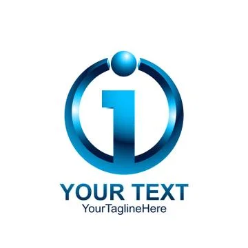 Initial letter i logo template colored blue grey circle sphere design for bus Illustrazione stock