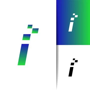 Initial Letter I Pixel Icon Stock Illustration