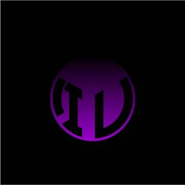 Initial letter I U Modern circle with elegant colored background frame Stock Illustration