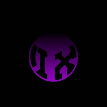 Initial letter I X Modern circle with elegant colored background frame Stock Illustration