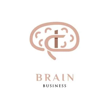 Initial Letter IC Brain Icon Logo Design Template Stock Illustration