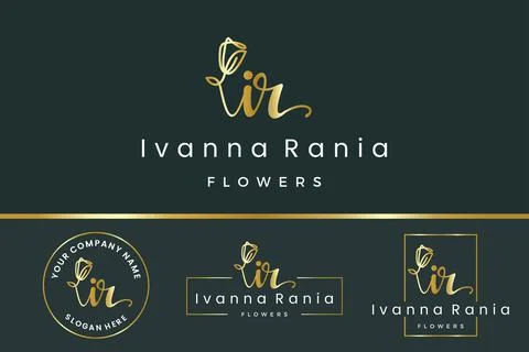 Initial letter IR I logo flower, leaf and beauty. Floral and botanical design Stock Illustration
