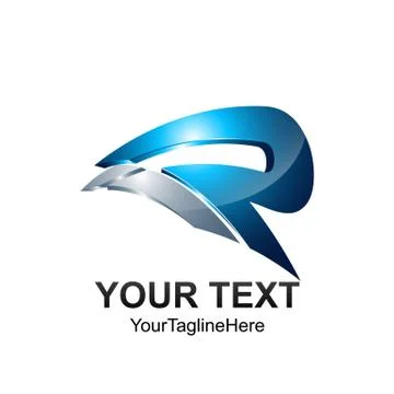 Initial letter IR logo template colored grey blue swoosh design for business Stock Illustration