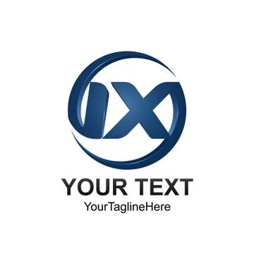 Initial letter IX logo template colored blue circle swoosh design for busines Illustrazione stock