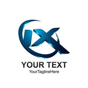 Initial letter IX logo template colored blue circle swoosh design for busines Stock Illustration