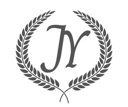 Initial letter J and Y, JY monogram logo design with laurel wreath. Luxury .. Stock Illustration