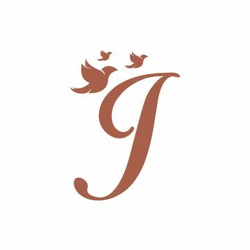 Initial letter J with birds shape vector logo 스톡 일러스트