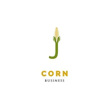 Initial Letter J Corn Icon Logo Design Template Illustration