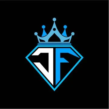 Initial letter J F diamond shape with crown decoration Stock Illustration