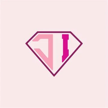 The initial letter of the J I logo is diamond shaped, with a modern minimalis Stock Illustration
