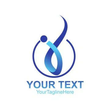 Initial letter J logo template colored blue circle swoosh design for business Stock Illustration