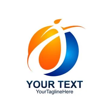 Initial letter J logo template colored orange blue circle design for business Stock Illustration