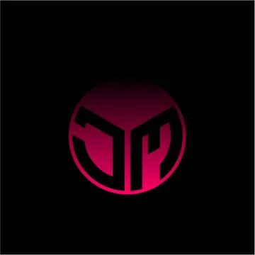 Initial letter J M Modern circle with elegant colored background frame Stock Illustration