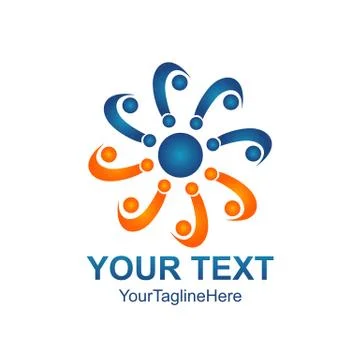 Initial letter J rotate  logo design template element colored orange blue for Stock Illustration