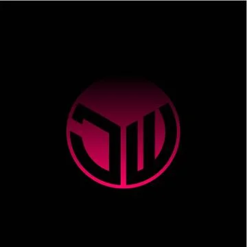 Initial letter J W Modern circle with elegant colored background frame Stock Illustration
