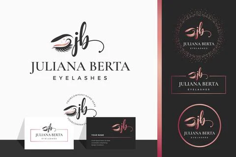 Initial letter JB J lash, Eyebrow, Lashes, eyelash extension logo design coll Stock Illustration