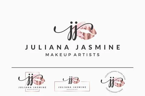 Initial letter JJ J logo for lip, kiss, lipstick, makeup vector design collec Stock Illustration