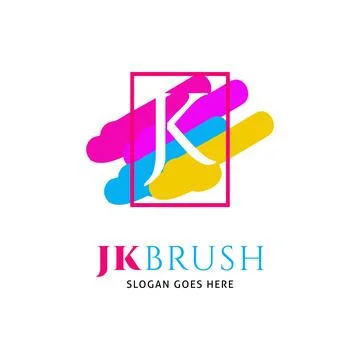 Initial Letter JK Colorful Splash Brush Icon Vector Logo Template Illustrat.. Stock Illustration