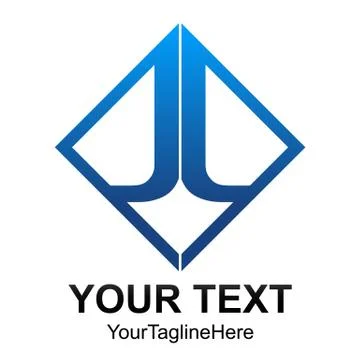 Initial letter JL logo template colored blue square design for business and c Stock Illustration