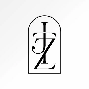Initial letter JTZ serif font connect top down typography monogram brand Stock Illustration