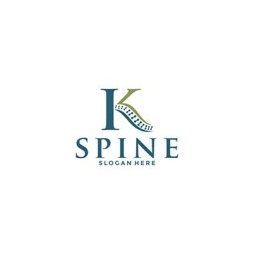 Initial Letter K and spine logo vector, Chiropractic Logo design icon templat Stock Illustration