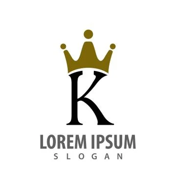 Initial letter K with crown logo concept design. Symbol graphic template elem Stock Illustration