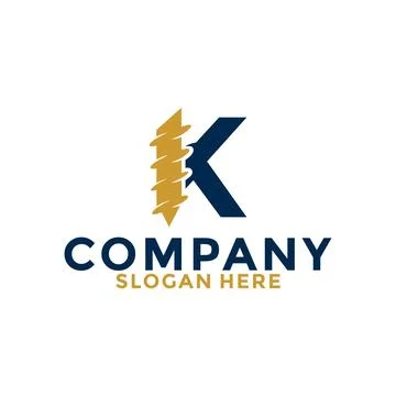 Initial letter K drill logo vector, initial letter with Drill Logo design t.. Stock Illustration
