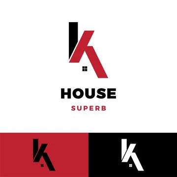 Initial letter k house icon logo design template Stock Illustration
